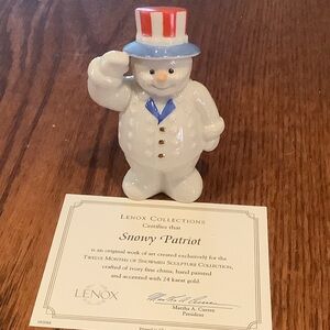 Lenox Snowy Patriot Snowman  from the 2000 Twelve Months Snowman Collection